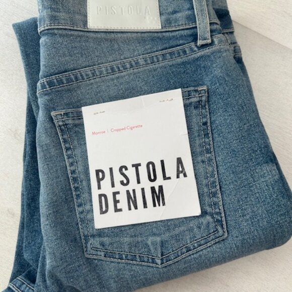 Pistola Denim Monroe Cropped Cigarette Blue Jeans 27 - Picture 3 of 7